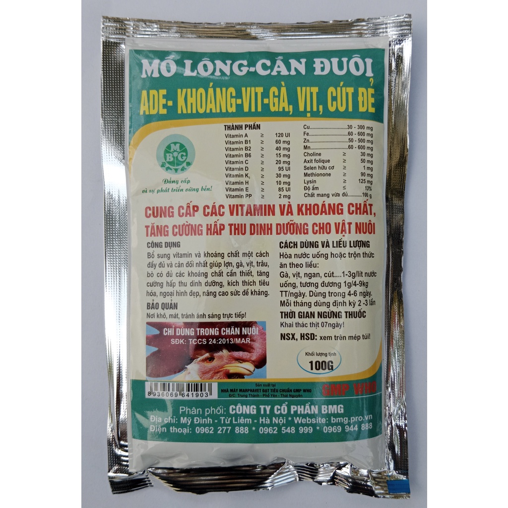 1 gói ngày ngày lớn 100g Premix khoáng vi lượng dùng tốt cho gia súc, gia cần, gà chọi, gà đá, chim cảnh