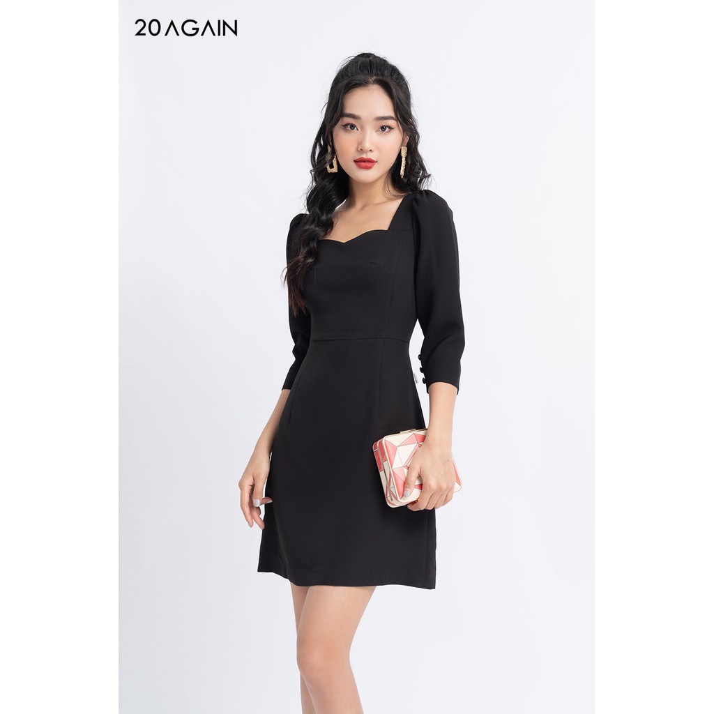 Đầm vuông tay lỡ cổ tim ôm body DOA1023 - 20AGAIN