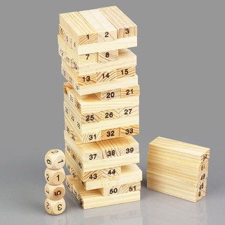 Bộ Đồ Chơi Rút Gỗ Size Lớn – 72*24*12MM - 54 Thanh Gỗ Kèm 4 Con Súc Sắc Cho Bé – Đồ Chơi Rút Gỗ Hãng Amalife
