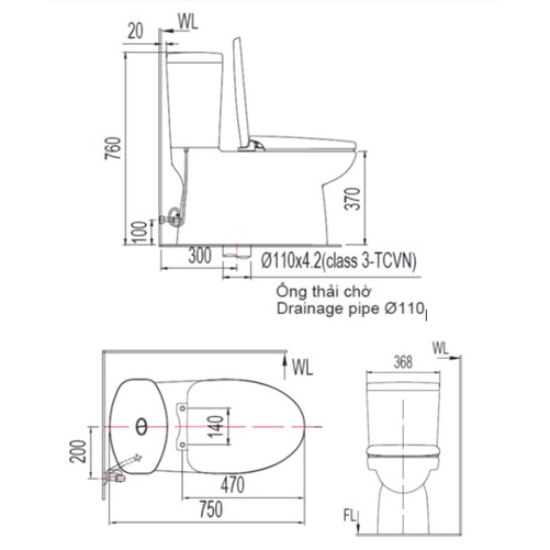 Bồn Cầu American Standard VF-2719 2 Khối - hàng chính hãng giá rẻ