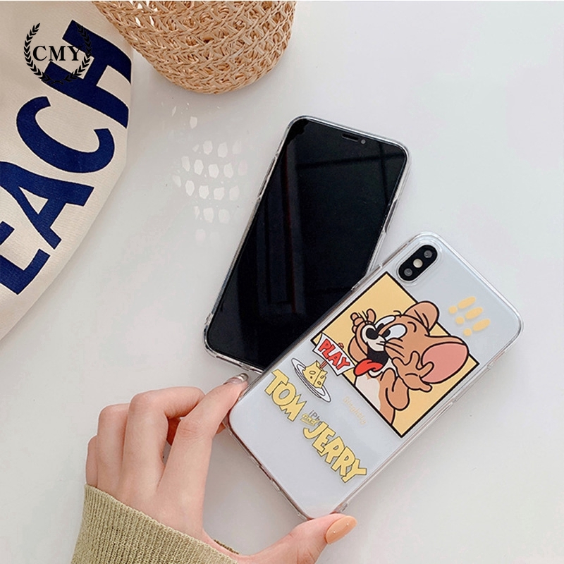 Ốp điện thoại in hoạ tiết hoạt hình Tom/Jerry cho iPhone11 11Pro 11pro Max X XR XS XS MAX 6 7 8 plus SE