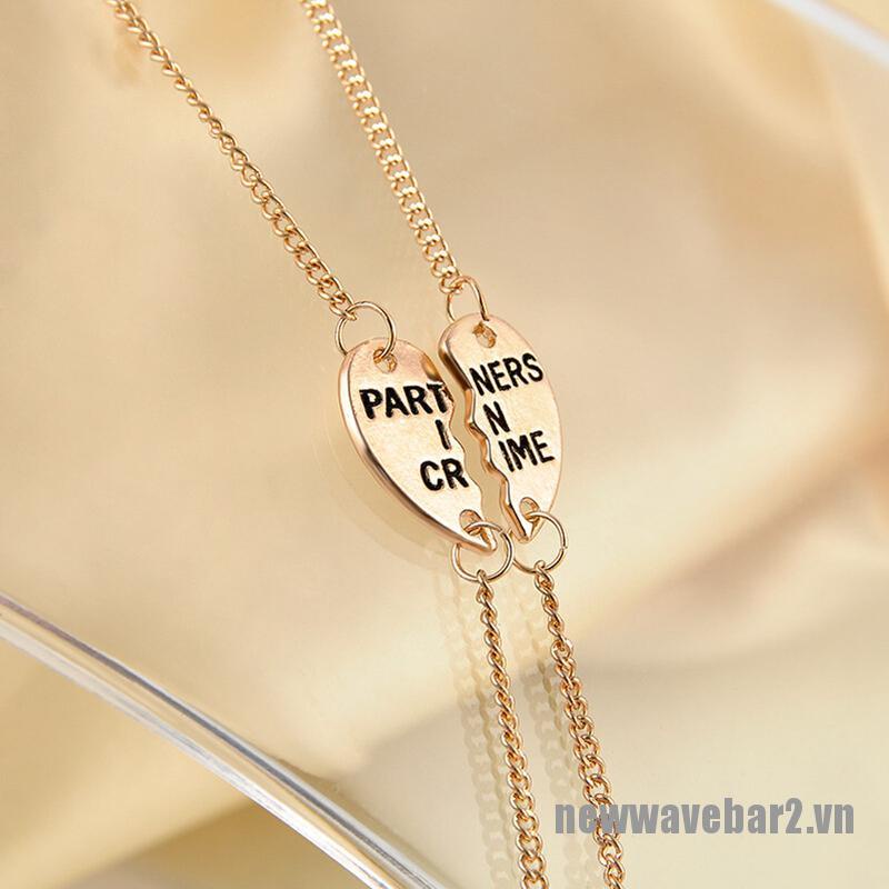 Set 2 Mặt Dây Chuyền Hình Trái Tim Khắc Chữ Best Friends