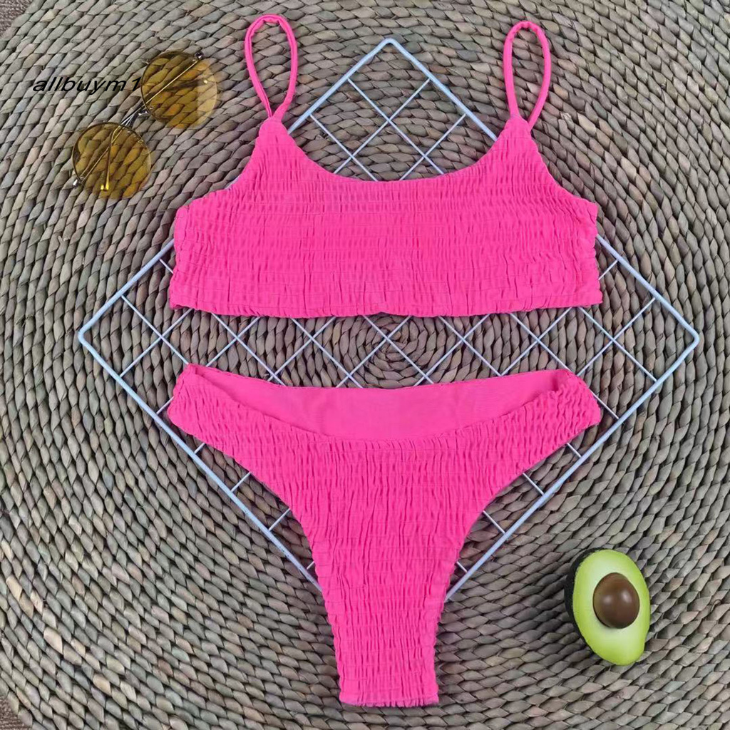Set bikini hai mảnh màu trơn thời trang quyến rũ cho nữ