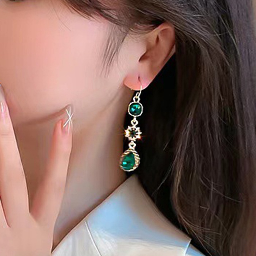 [Ts] Khuyên Tai Thả Dáng Dài Trang Trí Lấp Lánh Quà Tặng