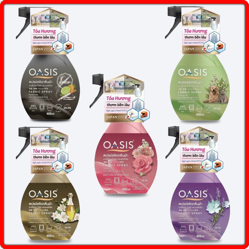 Chai Xịt Diệt Khuẩn 99% OASIS  Nhật Bản 400ml. Diệt khuẩn, Khử mùi Quần áo, tủ đồ, giày dép, nón bảo hiểm.