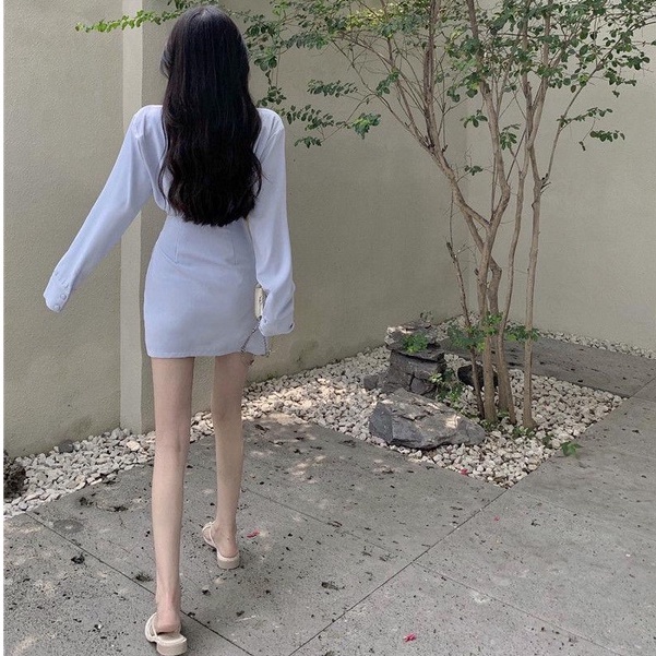 Đầm sơ mi MURIOKI tay dài thanh lịch thời trang công sở cho nữ