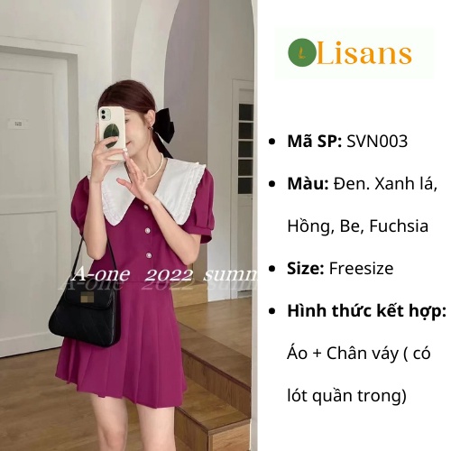 Set váy nữ sang chảnh Hàn Quốc mùa hè croptop đi chơi cute bánh bèo tiểu thư SVN002