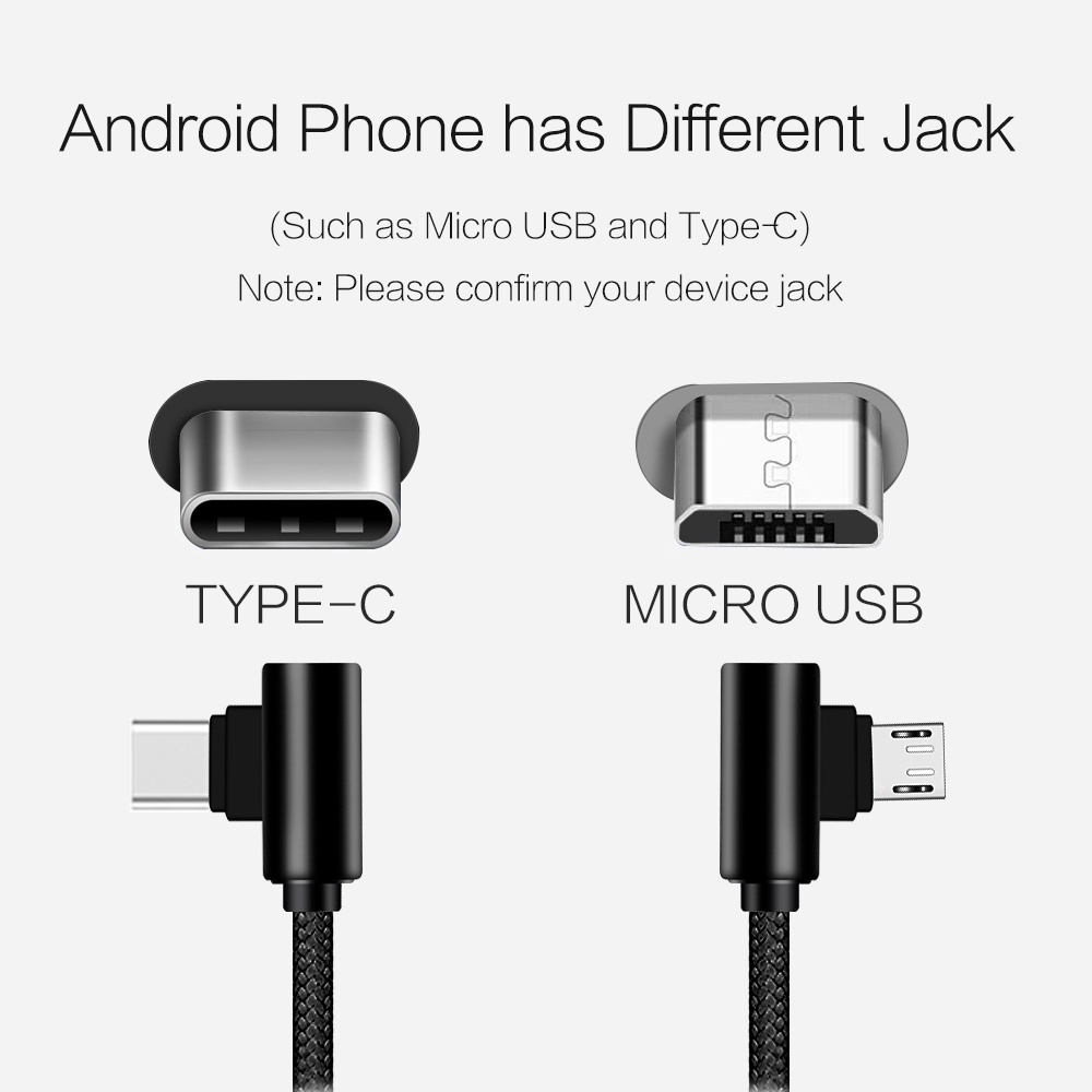 Cáp USB bẻ góc 90 độ loại C sạc nhanh chóng cho Android