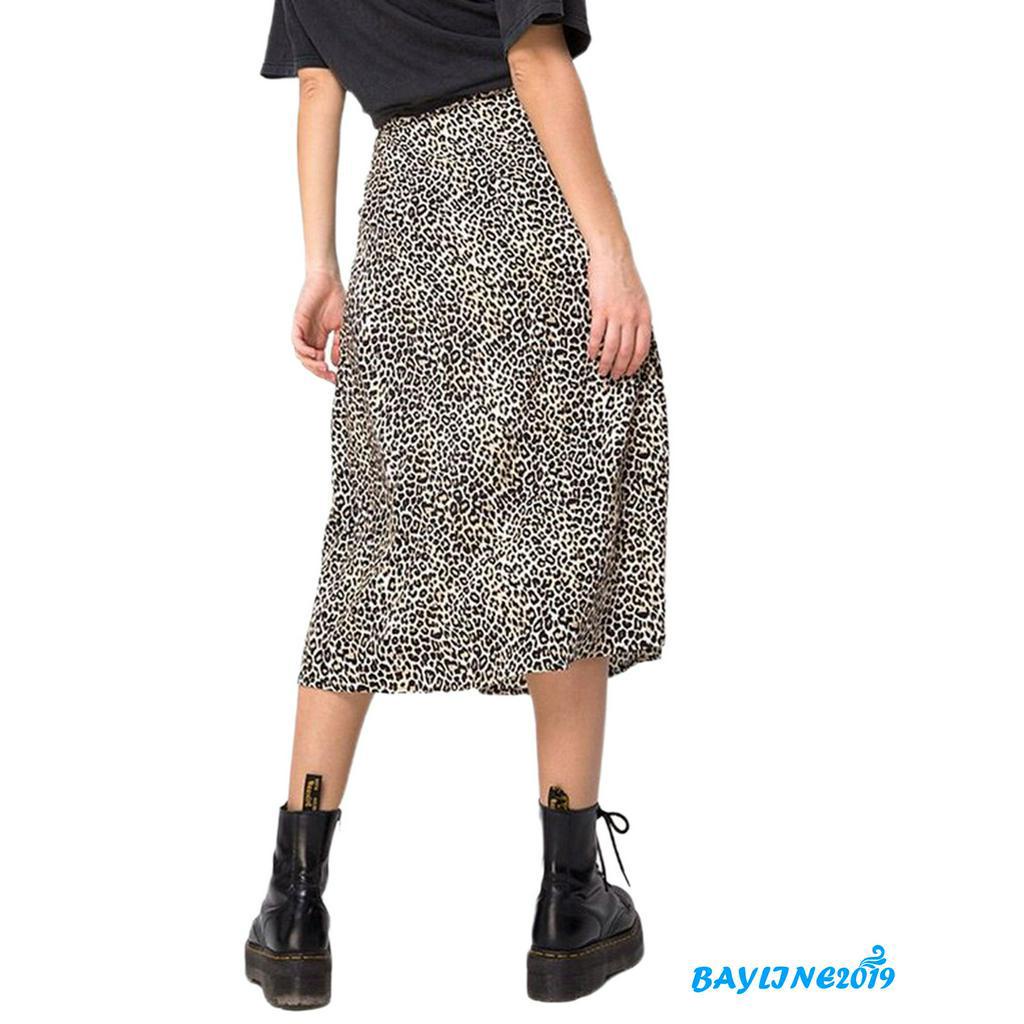 Chân Váy Lưng Cao Họa Tiết Da Báo Thời Trang Cho Nữ