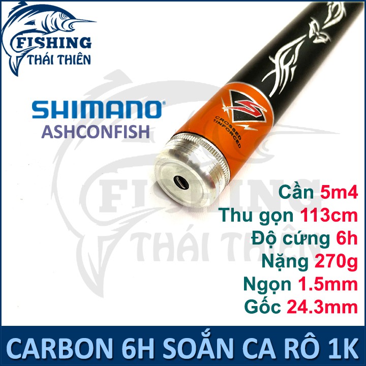 Cần câu tay Shimano Ashconfish Carbon 6h soắn caro 1k 3m6, 4m5, 5m4