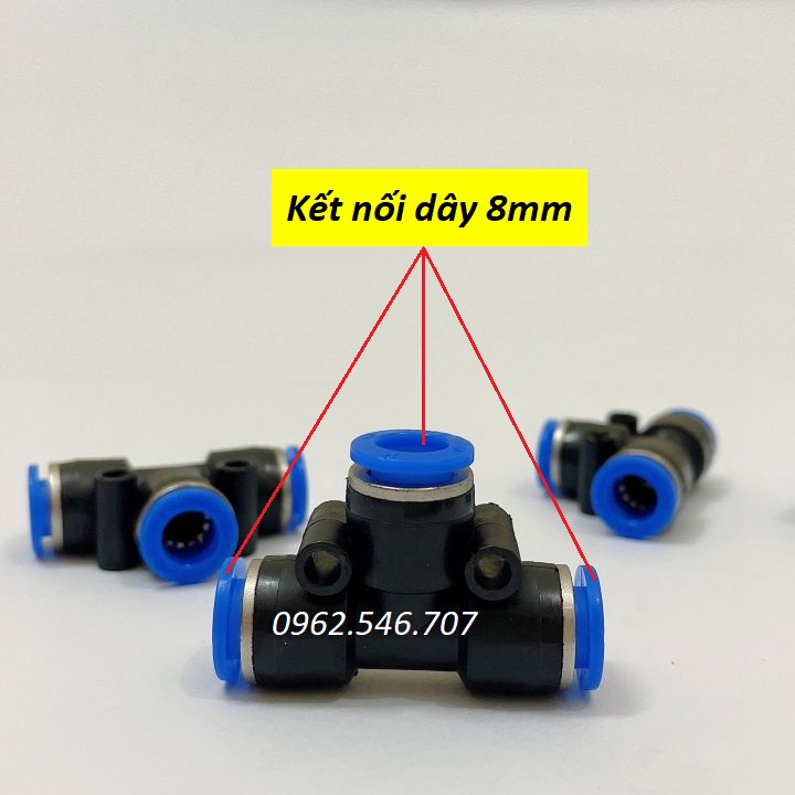 Combo 5 chữ T 8 ly chuyên dùng nối ống nhỏ giọt 8 ly ống nhựa ABS sử dụng trong hệ thống tưới phun sương, tưới nhỏ giọt,