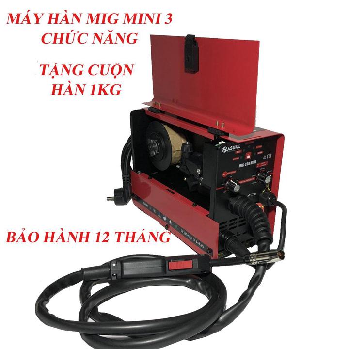 Máy hàn MIG 200 mini sasuke - 3 chức năng - Tặng kèm 2 cuộn dây 1kg+ 3 béc hàn đủ phụ kiện