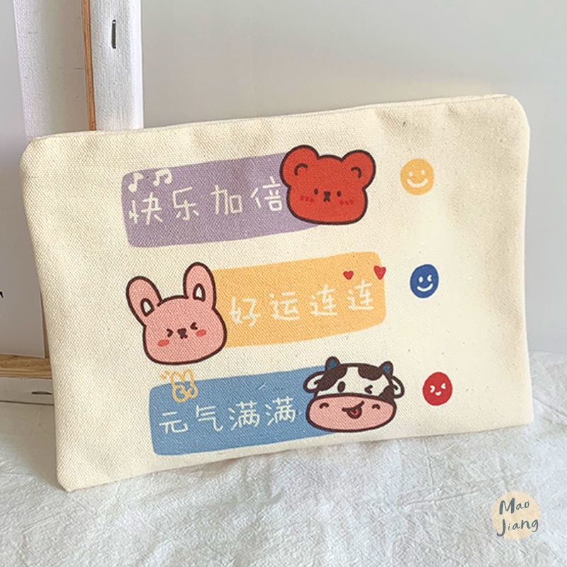 Túi Đựng Bút / Đồ Vệ Sinh Cá Nhân Bằng Vải Canvas Đa Năng Dễ Thương Cho Nữ Ví Nữ Mini Túi Xách Nữ Cao Cấp Túi Nữ Túi Mini