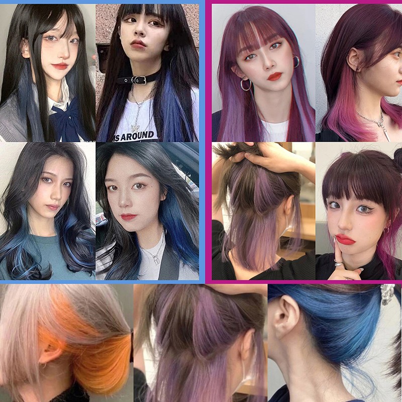 Tóc Giả Thẳng Nhuộm Ombre Tím Hồng Thời Trang Nữ Tính