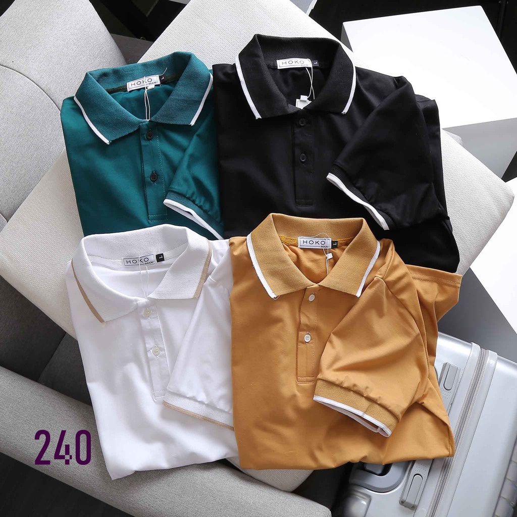ÁO THUN NAM TRƠN CỔ BẺ PHỐI MÀU POLO 4 MÀU 240 CHẤT LIỆU CAO CẤP THẤM HÚT MỒ HÔI PHONG CÁCH TRẺ TRUNG