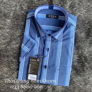 NEW OWEN - Aó sơ mi ngắn tay Owen chất sợi tre kẻ xanh 90020 M6 M5 : 🔥