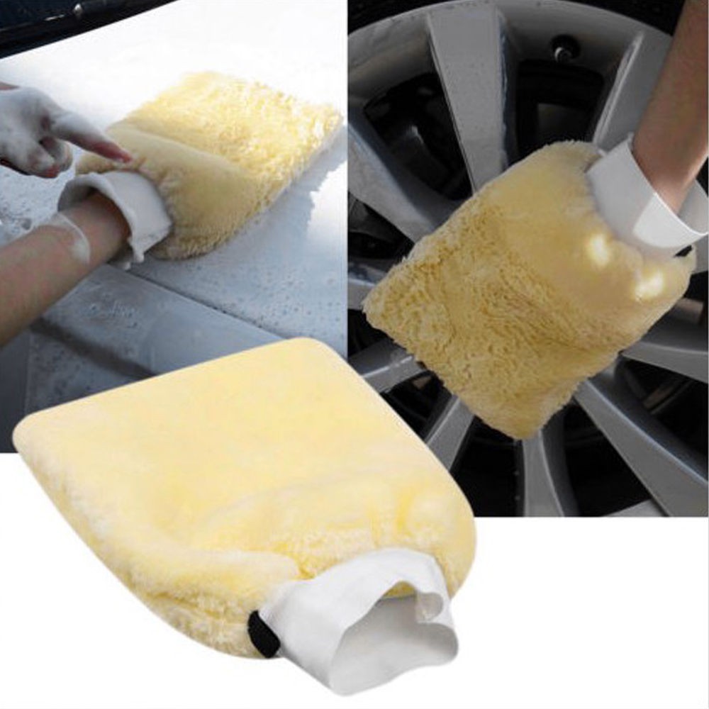 Găng tay da cừu rửa xe ô tô 2 mặt ,rửa bếp vệ sinh nhà cửa đa năng kích thước 24*16cm