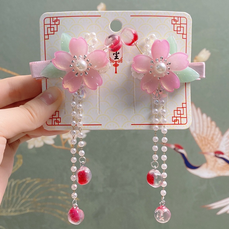 1 Cặp Kẹp Tóc Đính Hoa / Thỏ Trắng / Bướm Trang Trí Tóc Cho Bé Gái