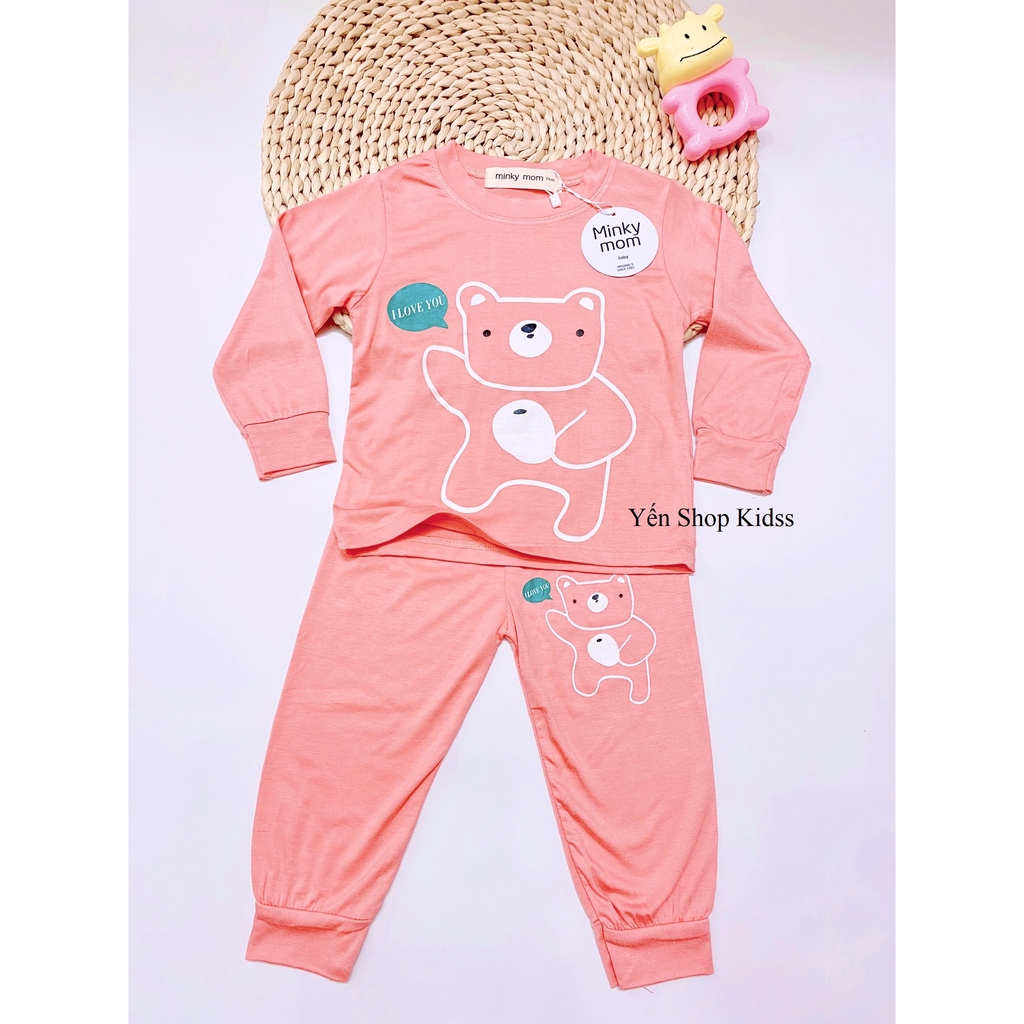 Bộ Dài Tay Minky Mom Viền Họa Tiết Cá Heo Xanh- Gấu Cho Bé(6-19kg) (SP001243)