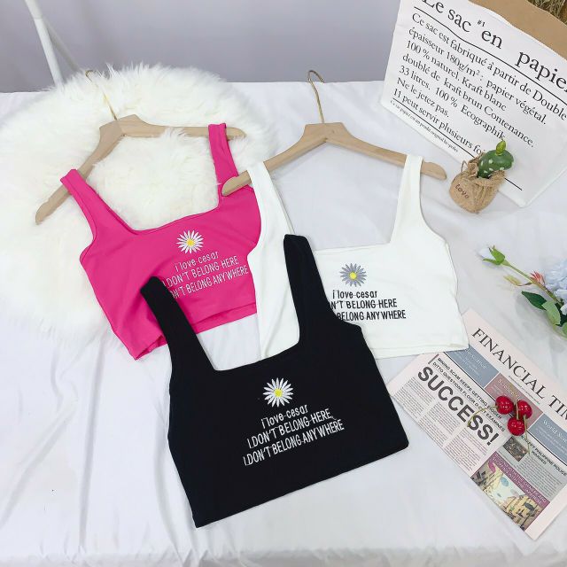 Áo 2 dây croptop bảng bự thêu hoa cúc siêu đẹp