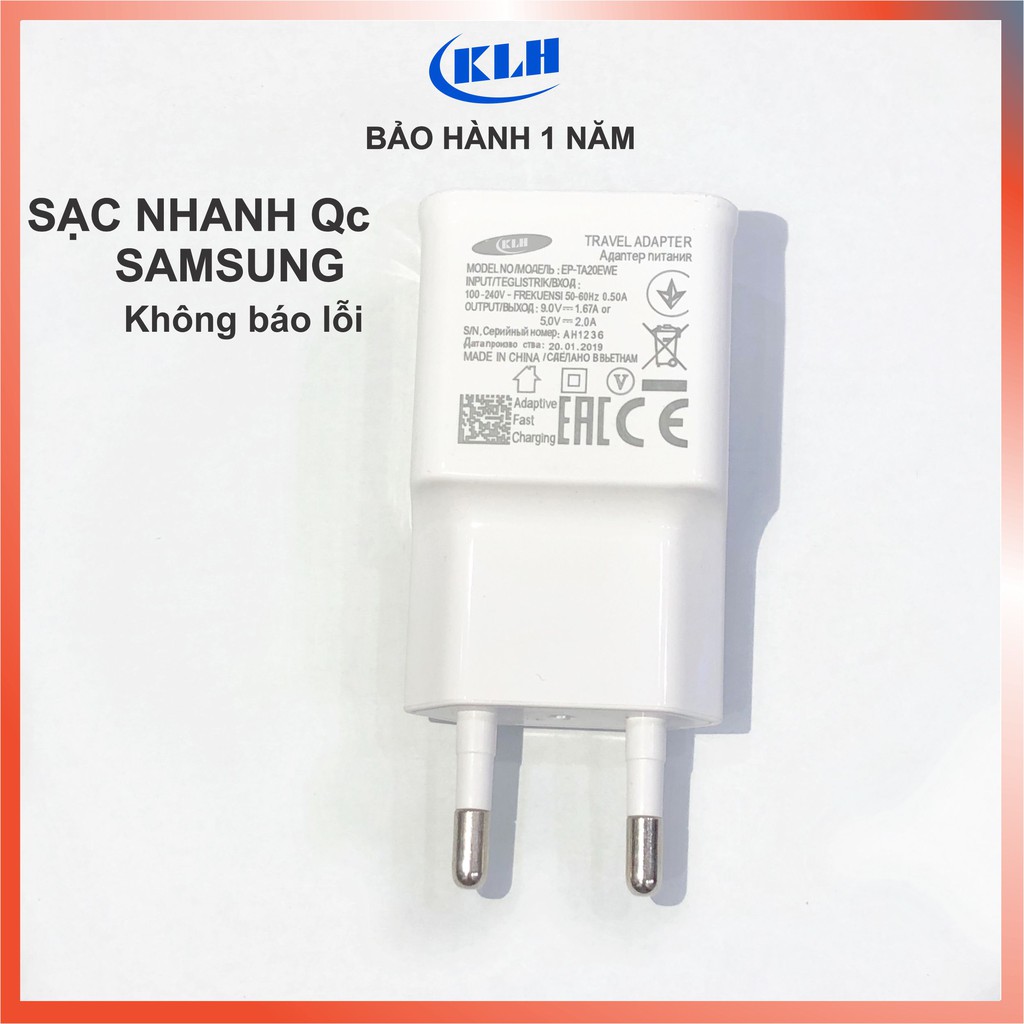 Củ sạc nhanh dành cho Samsung có công nghệ Fast chager Qc 3.0, cóc xạc công suất cao không kén máy KLH 050