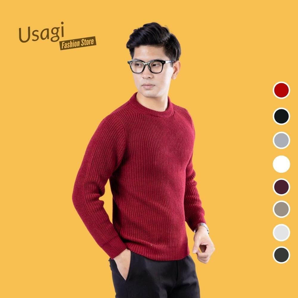 Áo len cổ tròn hạt gạo trơn thời trang Usagi