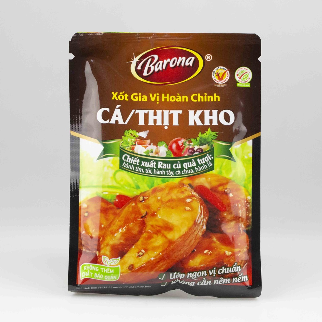 Xốt Gia Vị Hoàn Chỉnh Barona Cá Thịt Kho Gói 80g