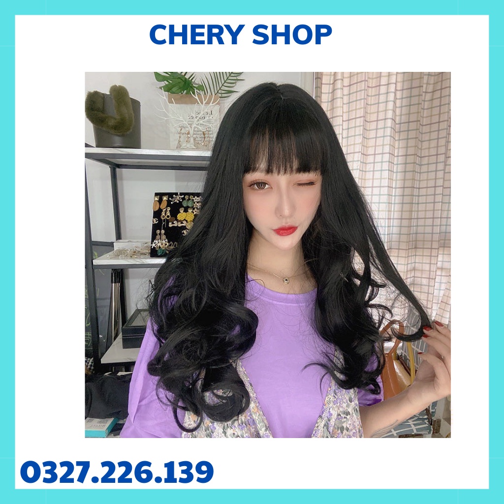 Tóc nguyên đầu xoăn đuôiFREESHIP Tóc giả nữ nguyên đầu xoăn đuôi cao cấp 8136 tặng kèm lưới trùm