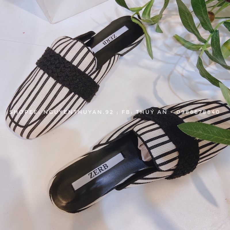 Sục hài bệt vải kẻ cao cấp  êm chân, sang, thoải mái