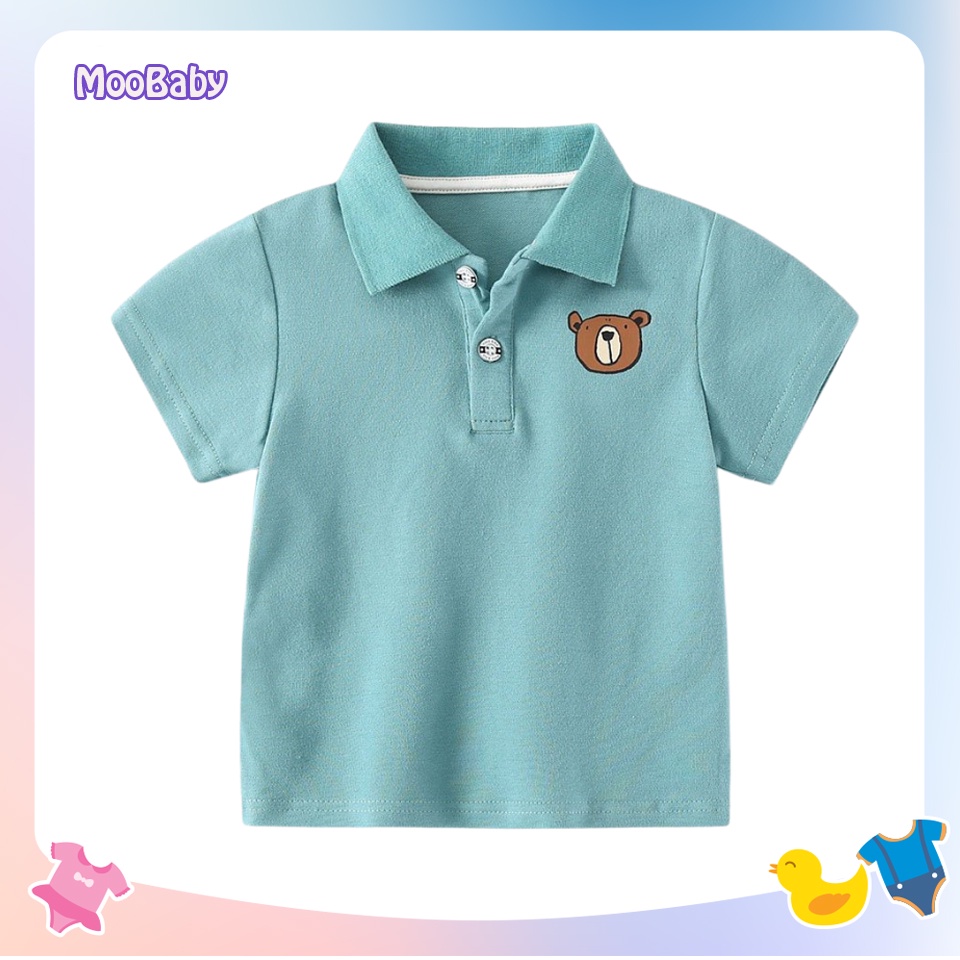 Áo Polo Gấu Cho Bé Trai - Bé Gái MOOBABY SHOP Áo Có Cổ,Chất Cotton Cao Cấp, Thời Trang Trẻ Em từ 8-18kg.