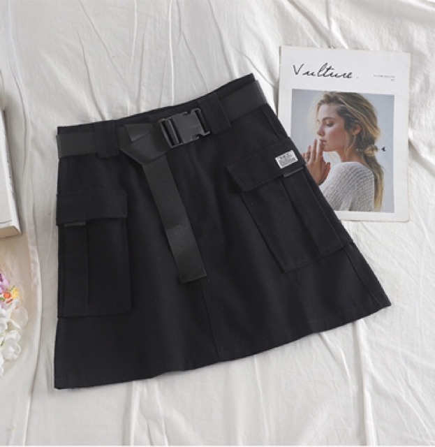 Chân Váy Ngắn Nữ Túi Hộp Phong Cách