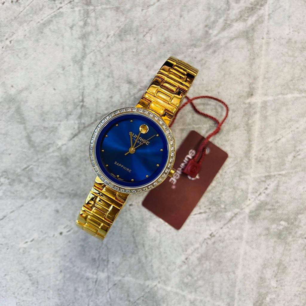 Đồng hồ Sunrise nữ chính hãng L.9949.AA.G.X - kính saphire chống trầy - Đính đá Swa