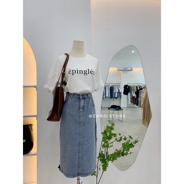 Chân váy jean xẻ bên [ Hình shop chụp]