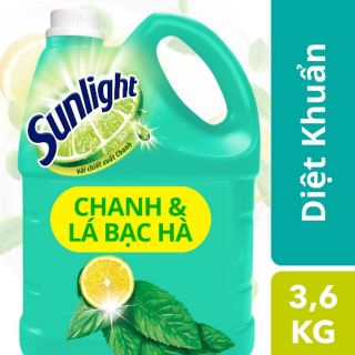 Nước rửa chén Sunlight diệt khuẩn chanh & bạc hà 3.6kg