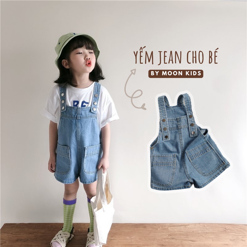 Yếm jean thời trang phong cách Hàn Quốc năng động cho bé trai, bé gái - Moon kids fashion