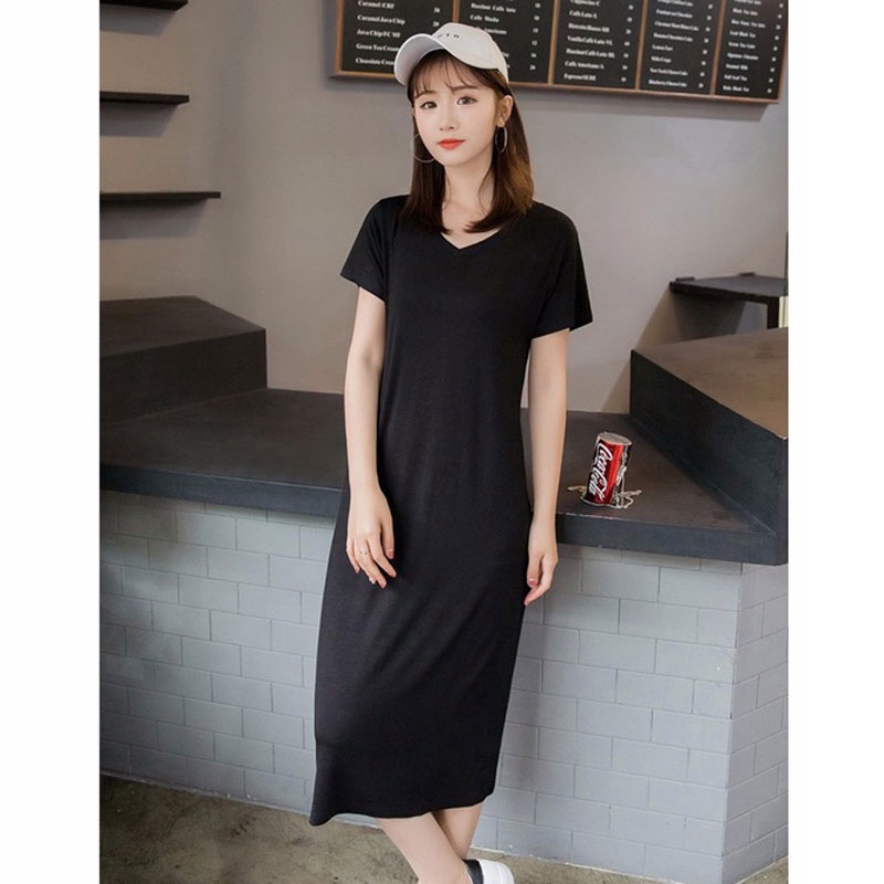 [Hình thật] Đầm thun dáng suông duyên dáng DA-102i