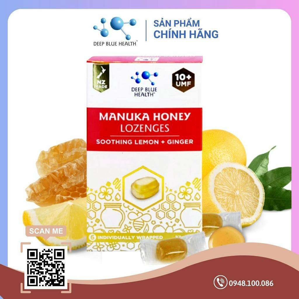 Kẹo ngậm mật ong Manuka UMF 10+ Deep Blue Health Manuka Honey Lozenges – với Chanh & Gừng