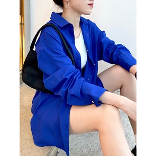 Áo Sơ Mi Xanh Dương Oversize - HOO DESIGN ( RESTOCK THƯỜNG XUYÊN )