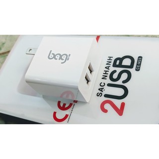 Cốc sạc nhanh iphone PD 18w Bagi 2 USB typeC QC 3.0