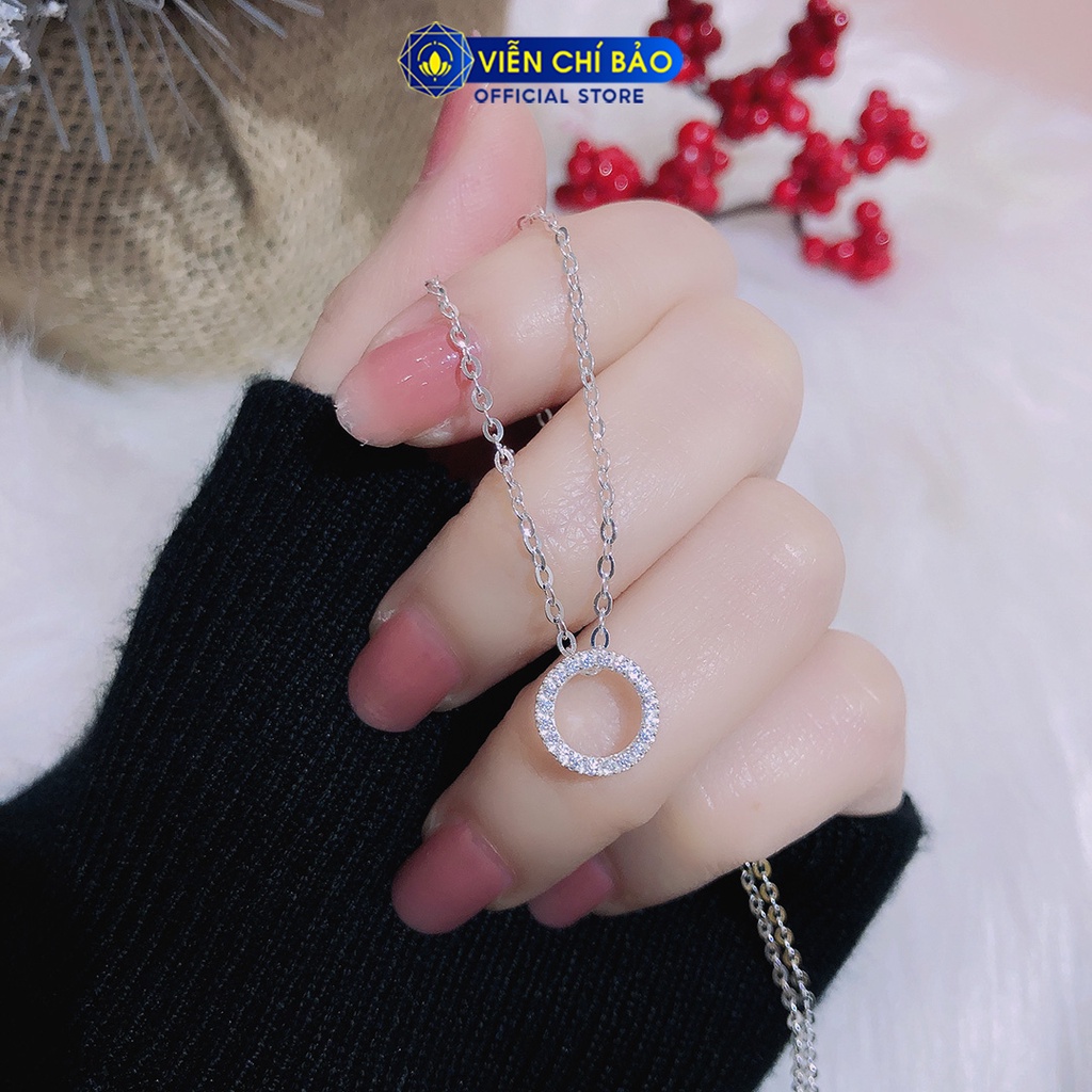 Dây chuyền bạc nữ mặt Donut đính đá chất liệu bạc 925 thời trang phụ kiện trang sức nữ Viễn Chí Bảo D400478