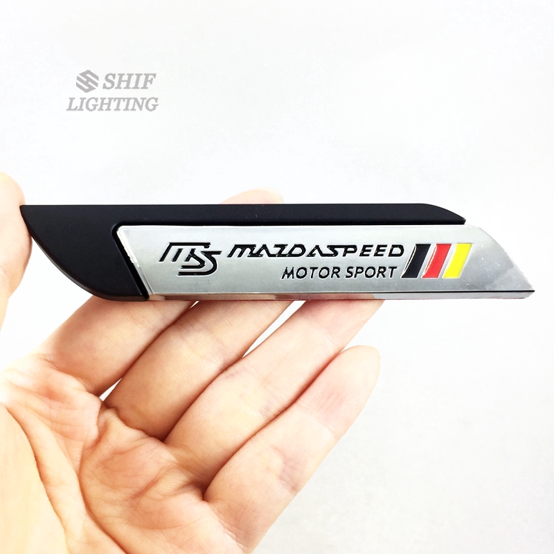 2 x Gold Metal MS MAZDA SPEED Logo Car Auto Body Fender Decorative Emblem Badge Decal Sticker For MAZDA