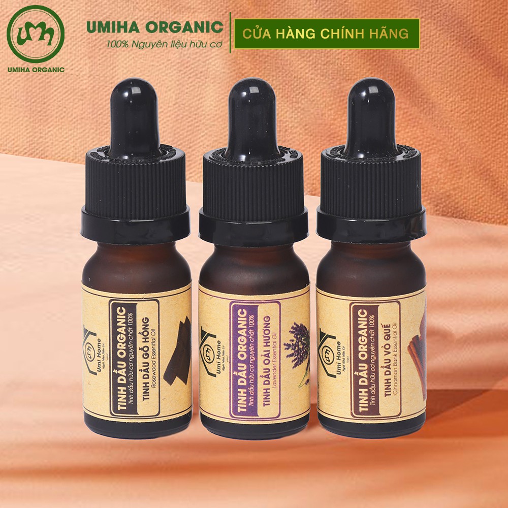 Combo 3 lọ Tinh Dầu UMIHA gồm - Oải Hương, Vỏ Quế, Gỗ Hồng (10mlx3) - Hữu cơ nguyên chất