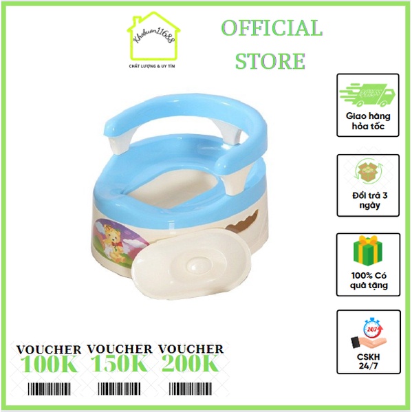 GIAO NGẪU NHIÊN Bô vệ sinh cho bé có ngai tựa lưng Việt Nhật - Dụng cụ vệ sinh tiện lợi cho bé