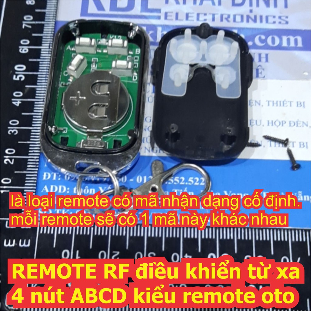 REMOTE RF điều khiển từ xa 4 nút ABCD kiểu remote oto tần số 315Mhz / 433Mhz kde6976