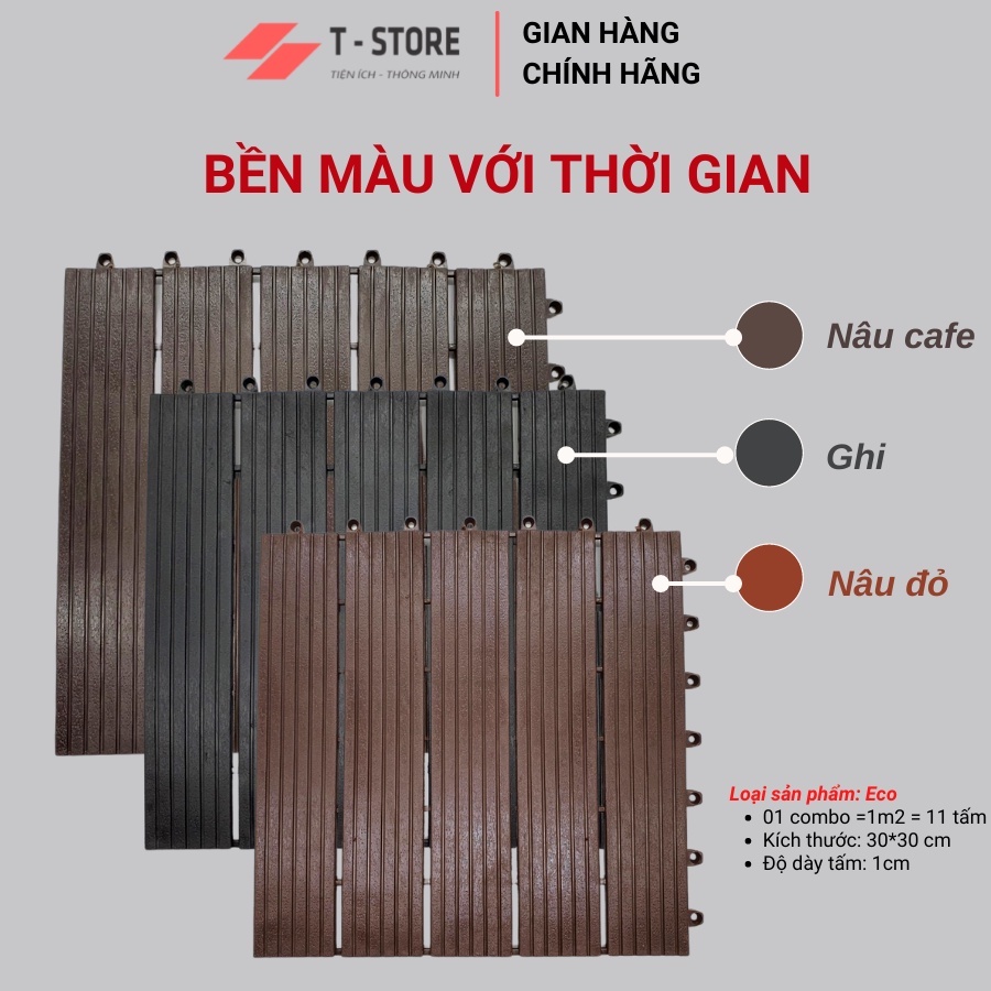 Vỉ nhựa lót sàn ban công T-Eco 450g. Lót bể bơi chống trơn, Lót Nhà Tắm, Sân Vườn, Tiểu Cảnh, Bể Cá Koi.