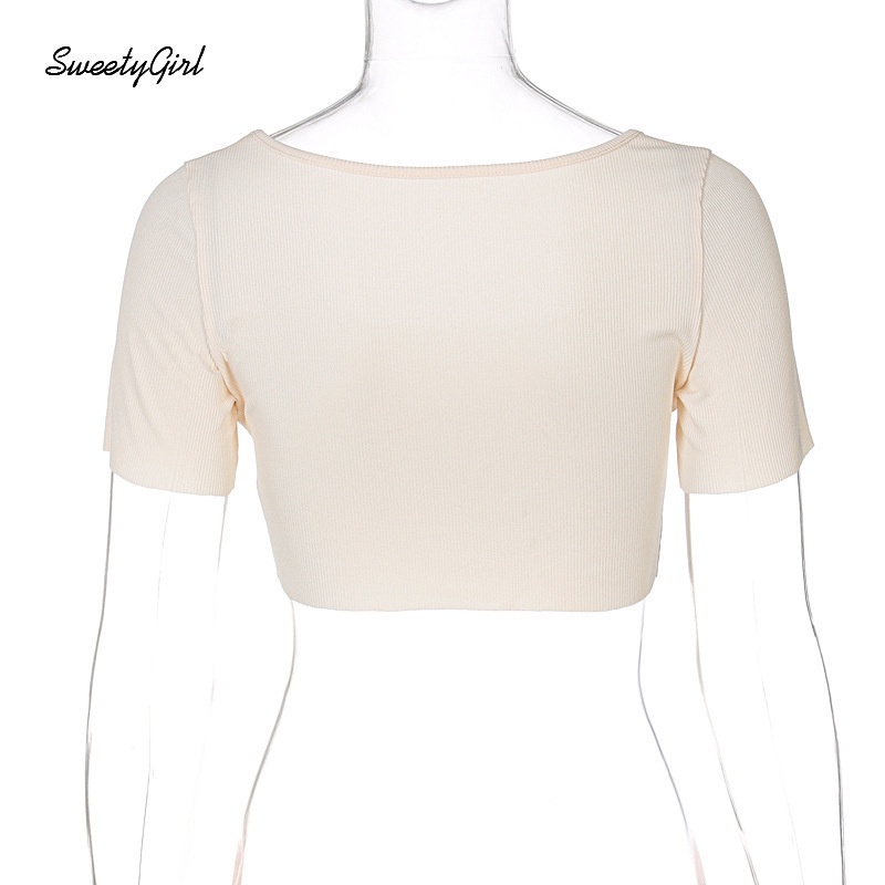 Áo Thun Tay Ngắn Cổ Vuông Màu Trơn Thời Trang 2022 Quyến Rũ Cho Nữ