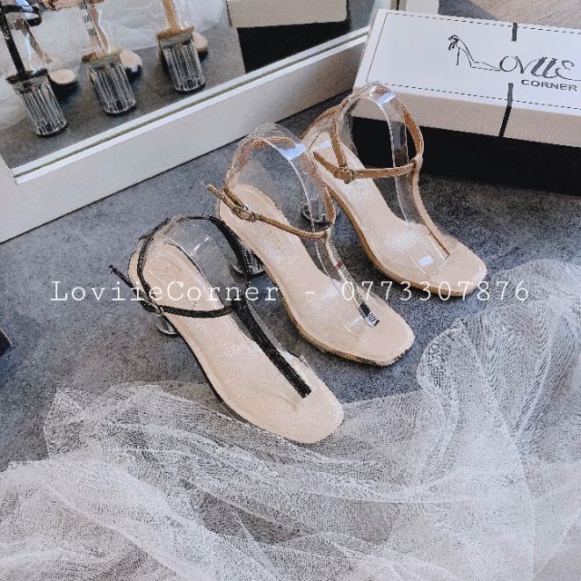 [Mã SKAMFSW175 giảm 10K đơn 50K] SANDAL NỮ XỎ NGÓN LOVIIECORNER GIÀY SANDAL CAO GÓT ĐẾ VUÔNG 3 PHÂN S210703
