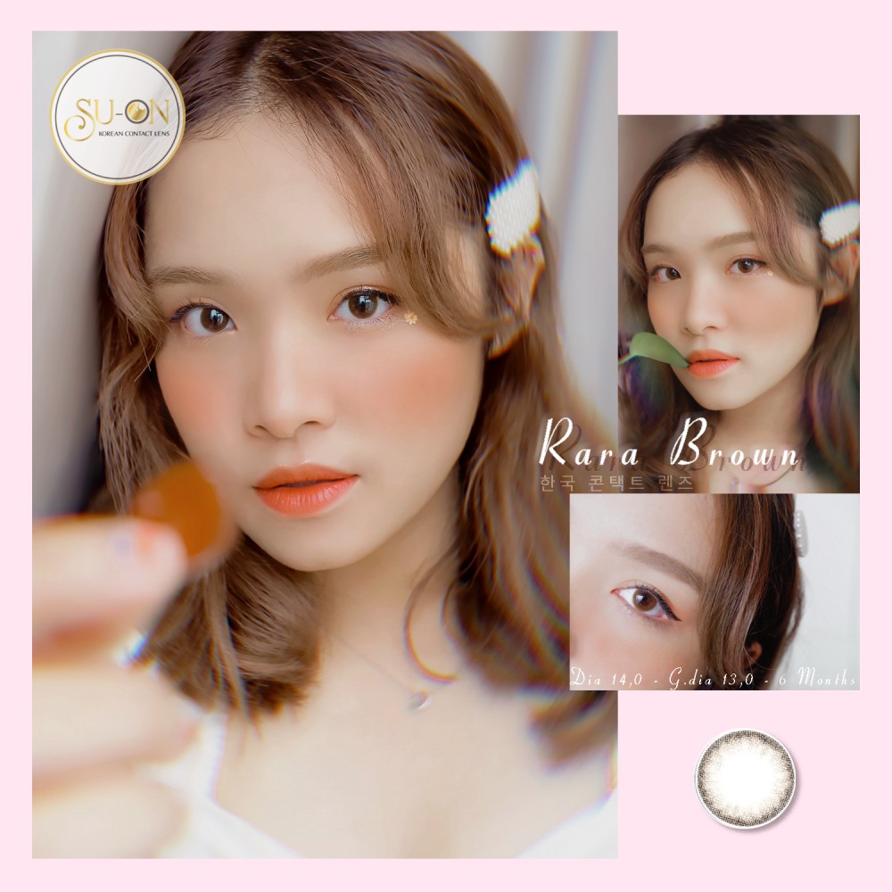 Lens cận nâu tự nhiên RARA BROWN, kính áp tròng Hàn Quốc chính hãng Olens 14mm, nâu caramel siêu êm 6 tháng