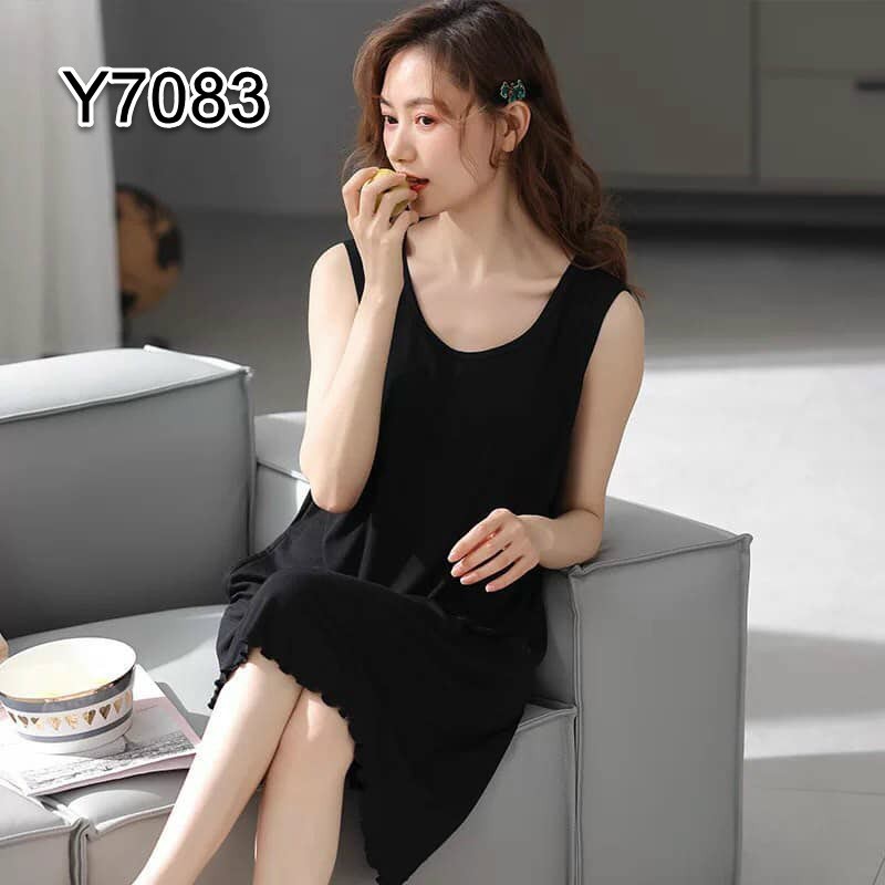 Y707812 - Đầm mặc nhà nữ thun hè sát nách có mút ngực hàng nhập