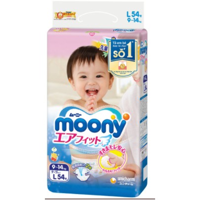 Bỉm - Tã dán Moony size L 54 miếng